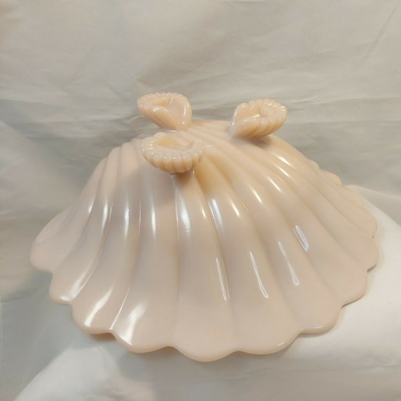 Vtg Cambridge Crown Art Deco Pink Glass 10.5" Sea Shell Footed Bowl cottage core - Picture 9 of 10